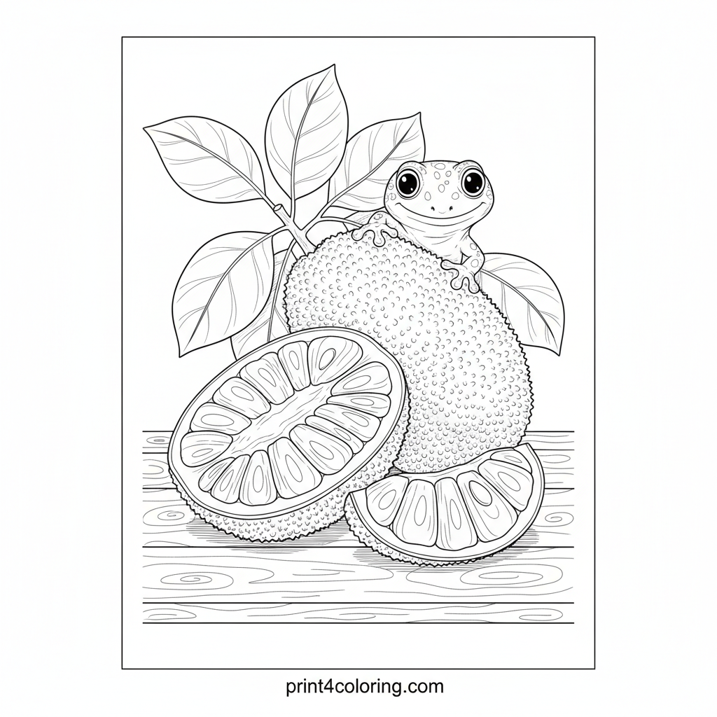 Tropical Jackfruit Feast with a Gecko Friend