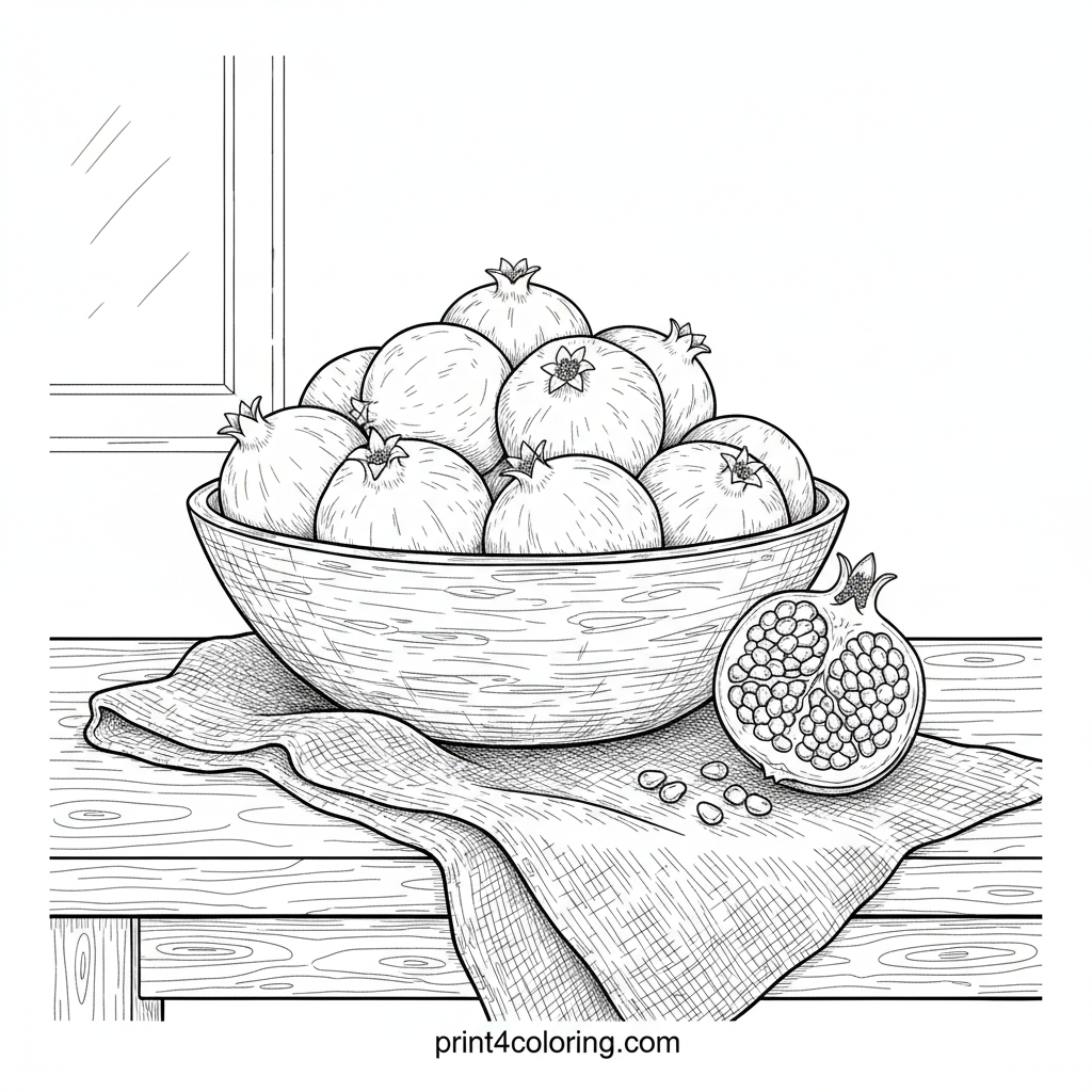 Rustic Pomegranate Abundance Still Life