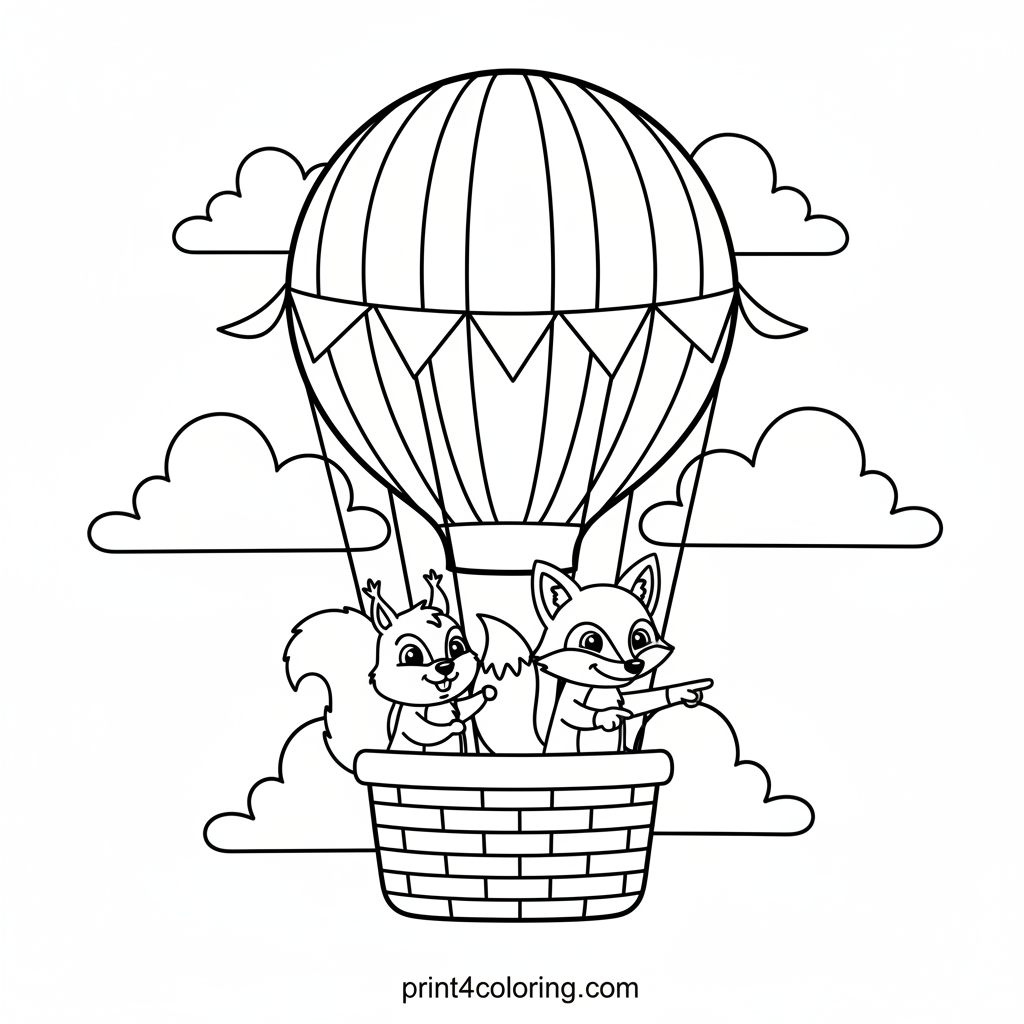 Sky-High Squirrel & Fox Hot Air Balloon Adventure