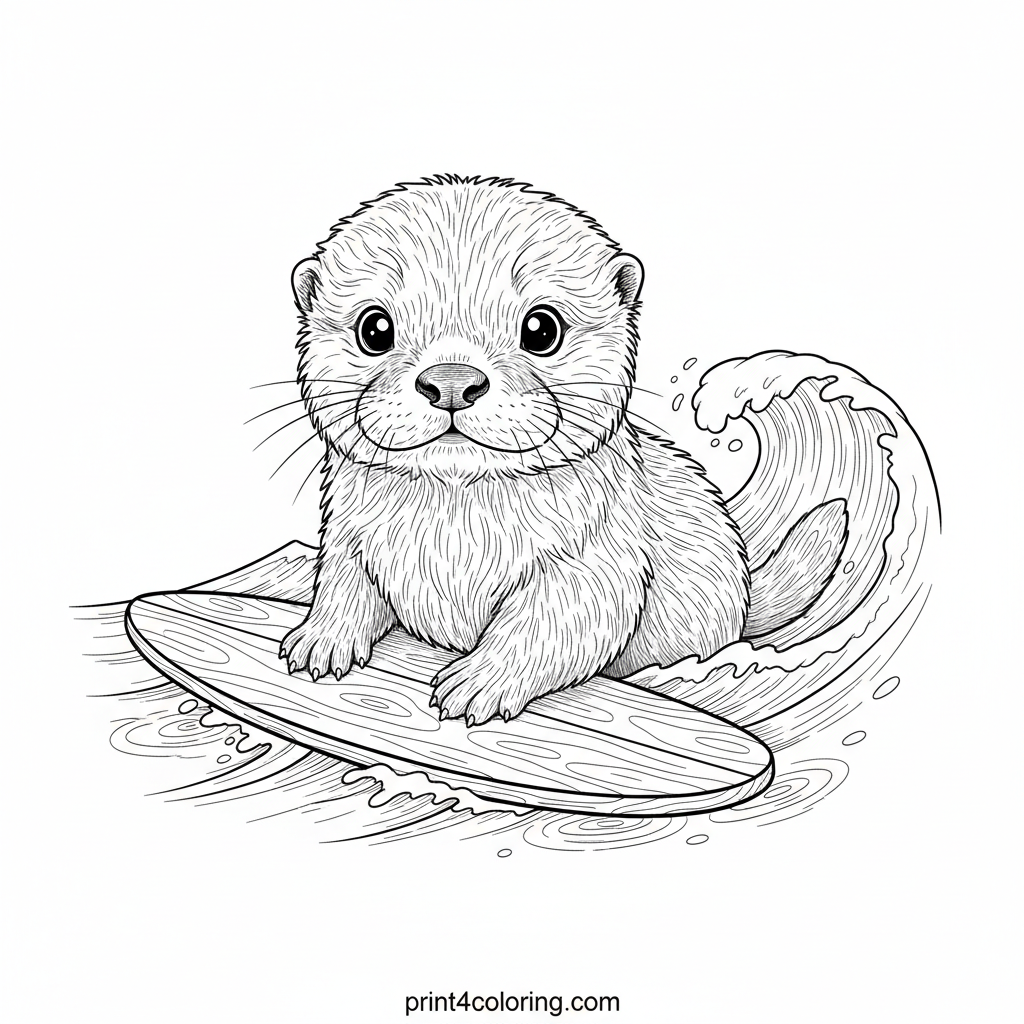 Baby Otter's First Surf Lesson