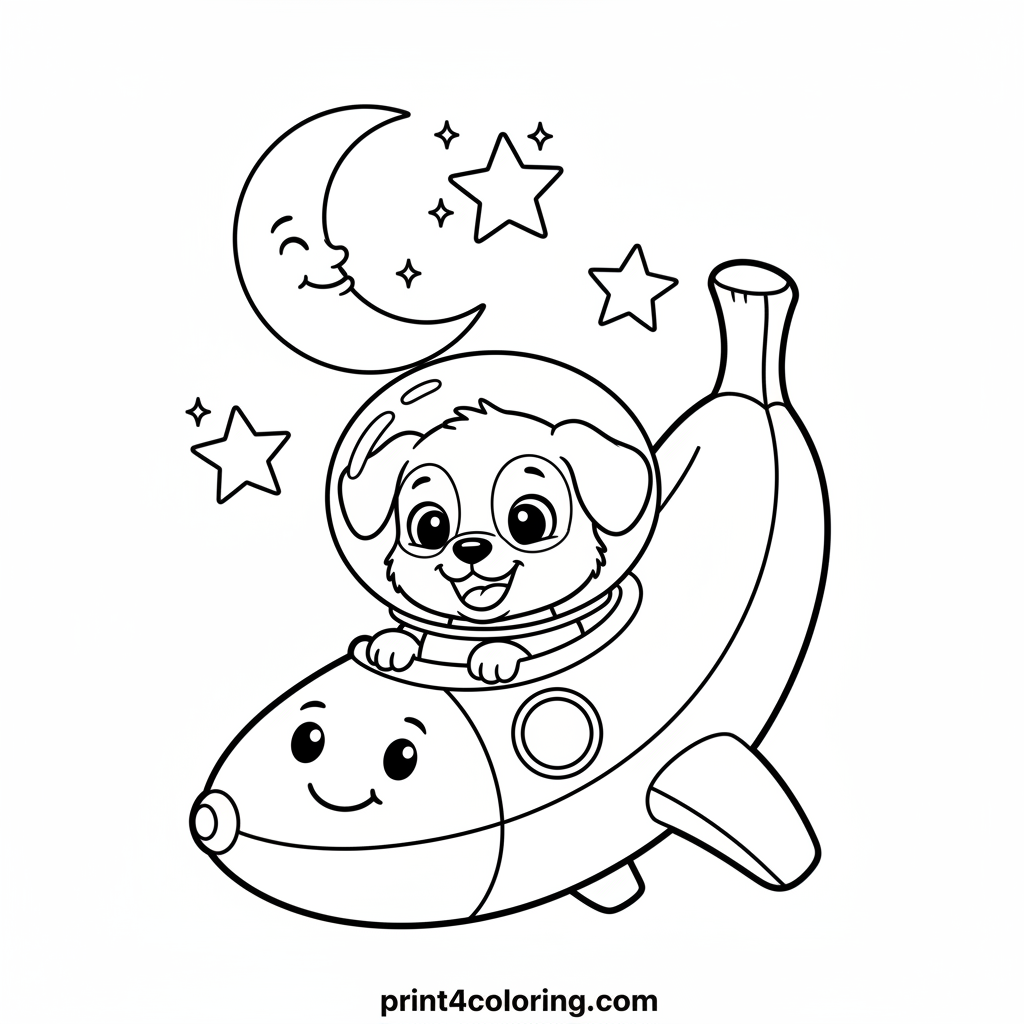 Pup's Banana Rocket Moon Ride!