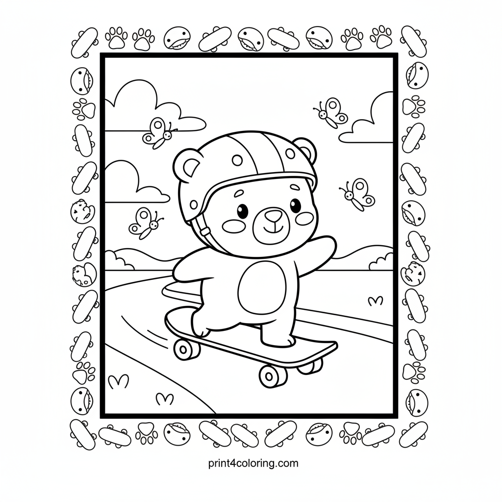 Bear Cub's Skateboard Adventure