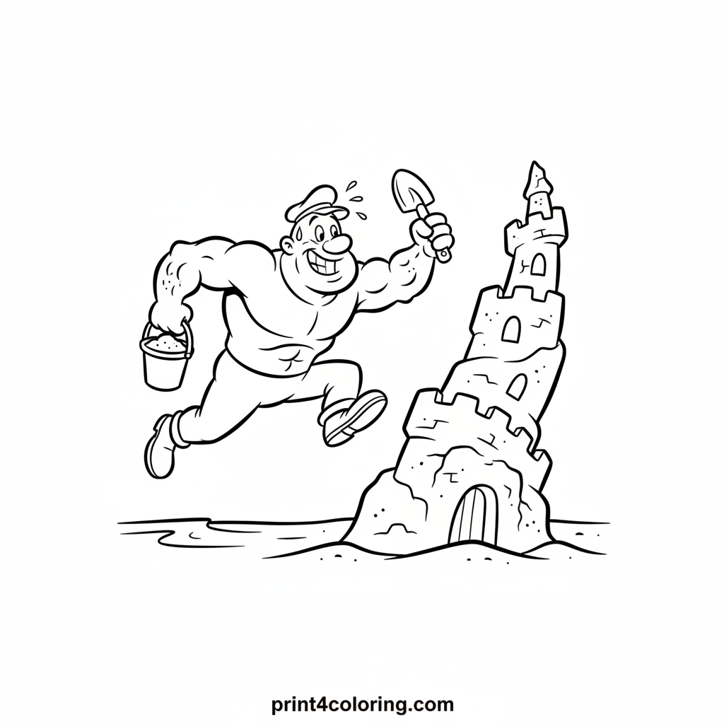 Bluto's Beach Blunder: The Wobbling Sandcastle