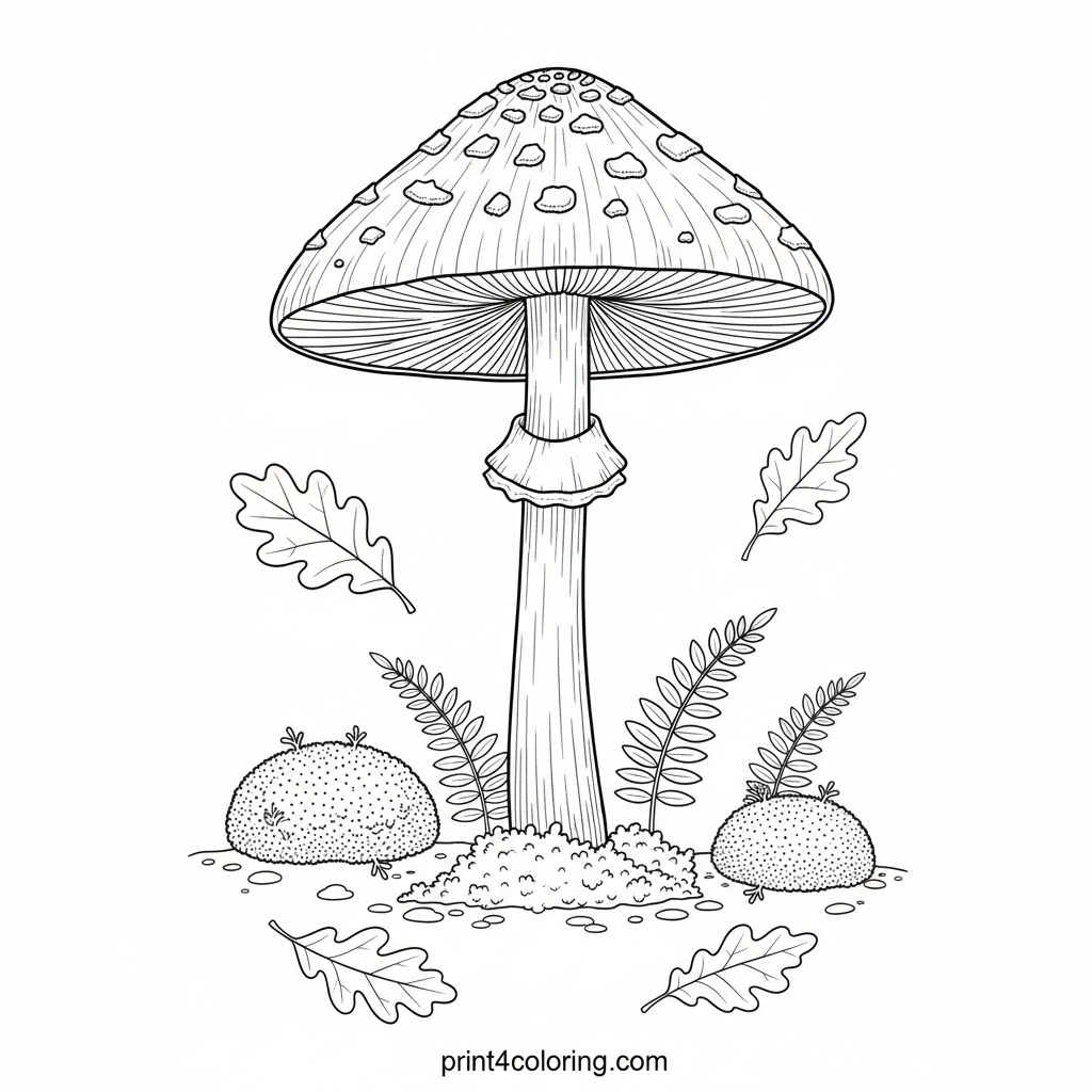 Majestic Woodland Mushroom Study