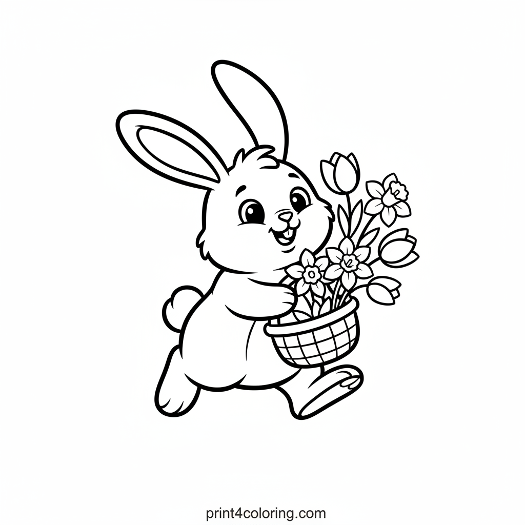Bouncy Bunny's Spring Flower Basket
