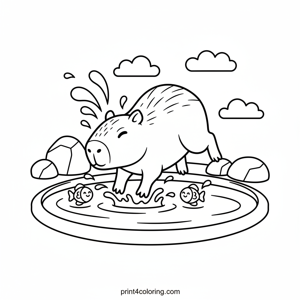 Capybara's Happy Pond Splash