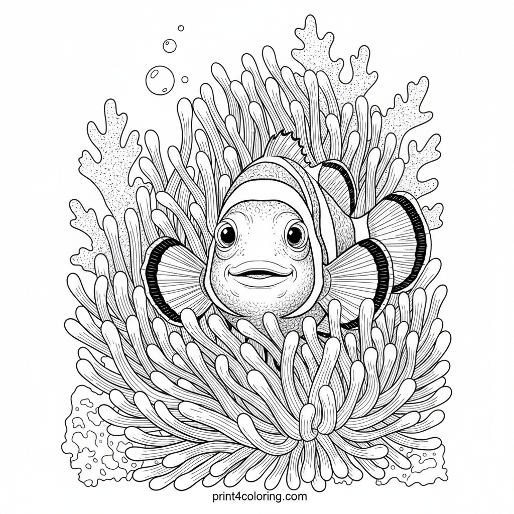 Anemone's Embrace: A Clownfish Close-up