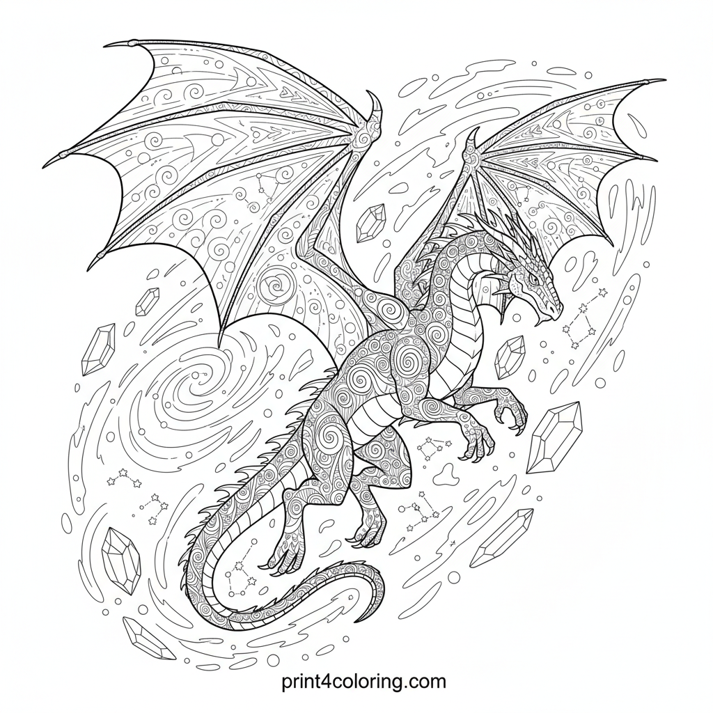 Majestic Cosmic Dragon's Nebula Flight