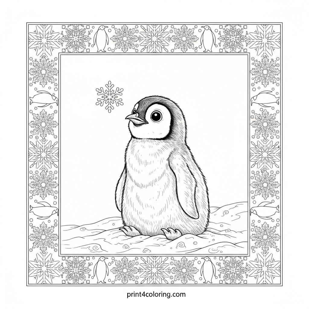 Baby Penguin's First Snowflake Wonder