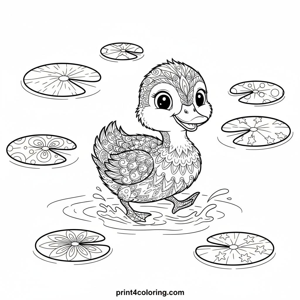 Paddling Perfection: Curious Duckling's First Swim