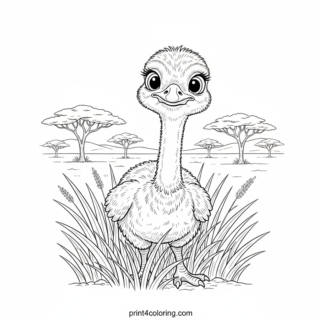 Curious Ostrich Chick's Savanna Adventure