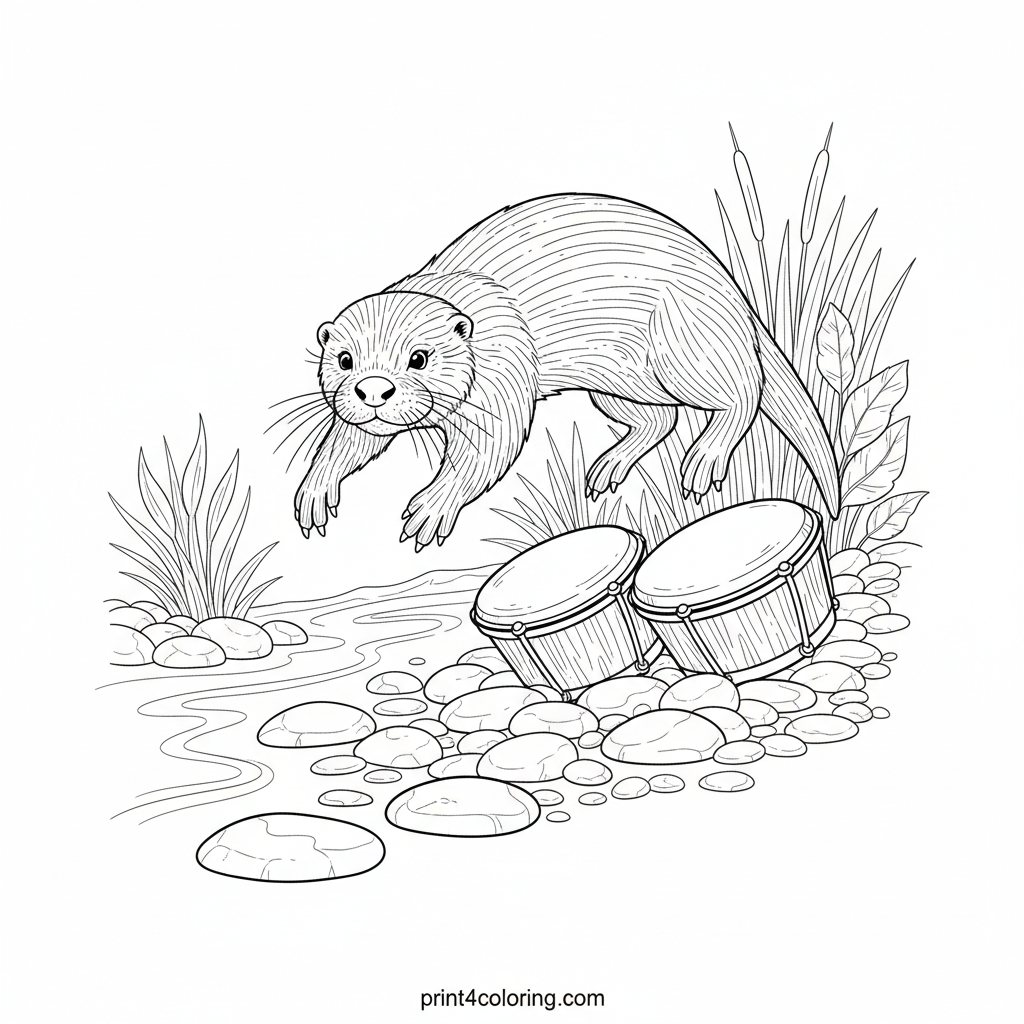 Curious River Otter's Musical Find