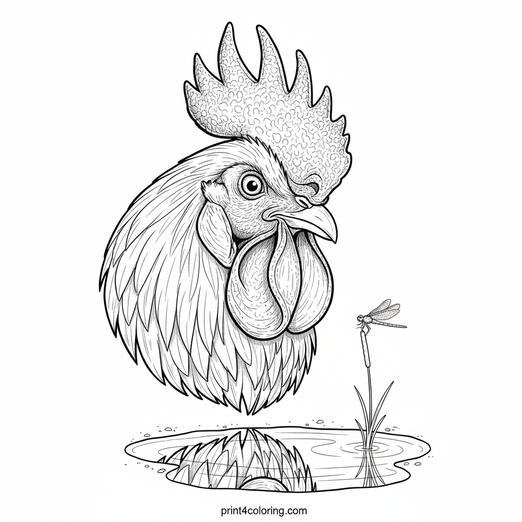 Reflective Rooster's Puddle Mystery