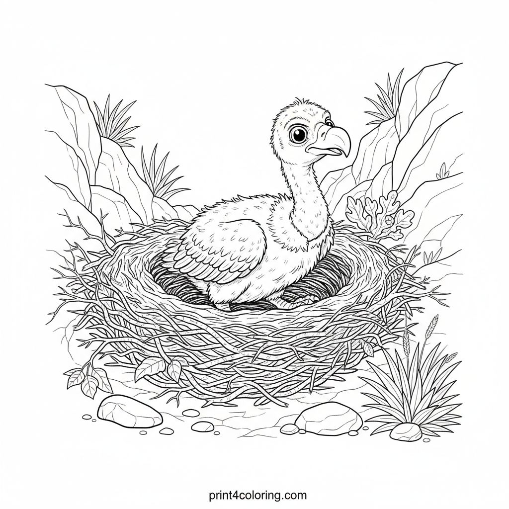 Curious Vulture Chick's Desert Discovery