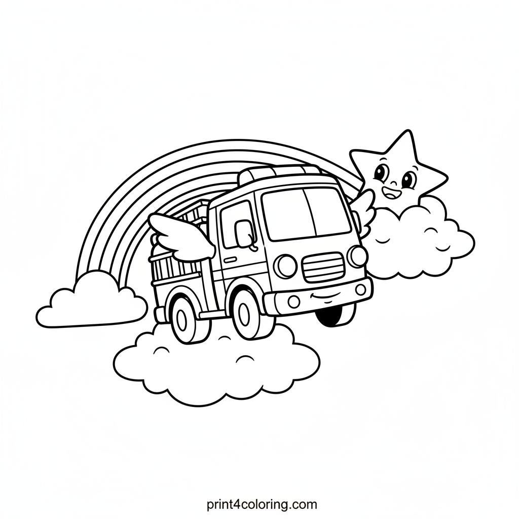 Rainbow Cloud Fire Truck Adventure