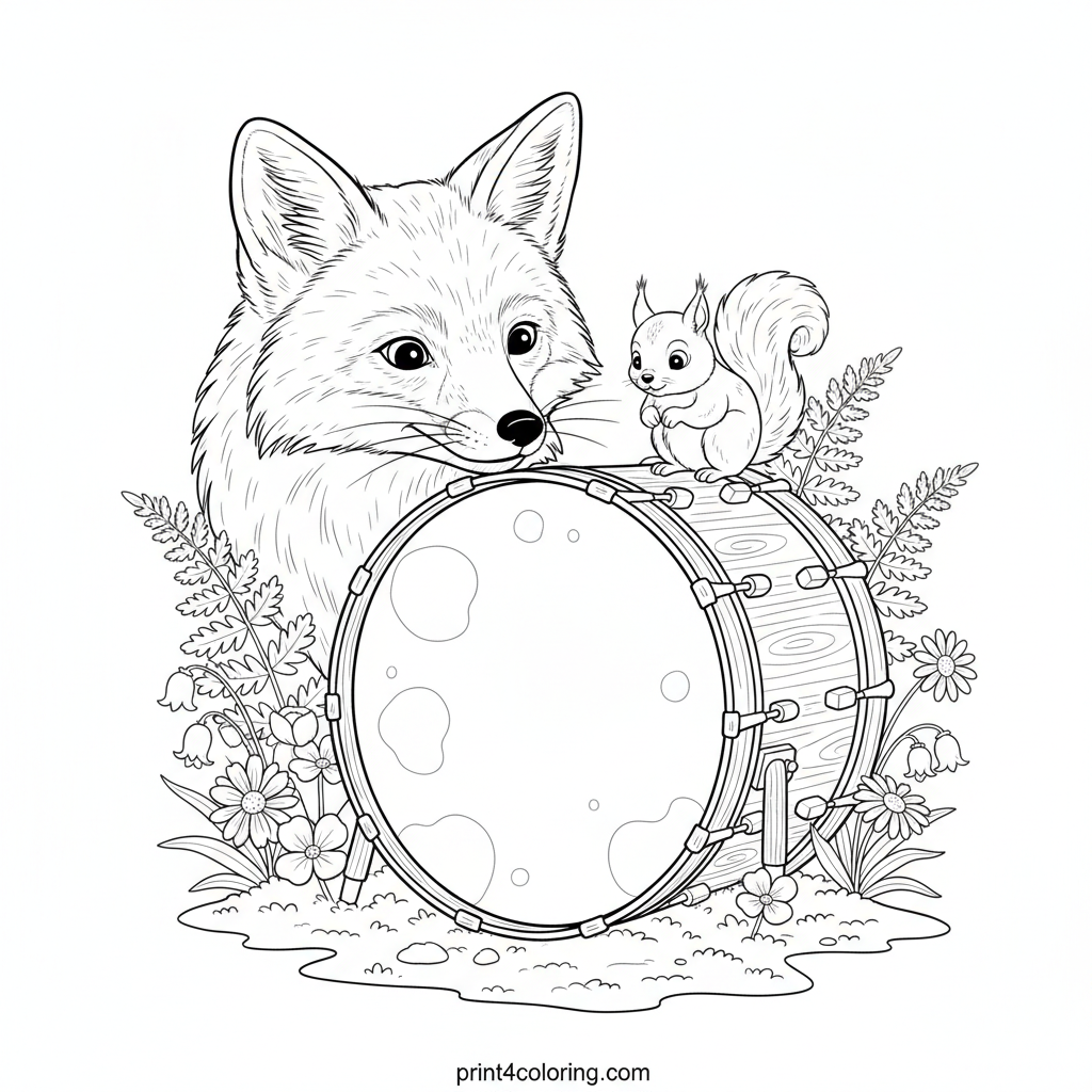 Curious Forest Friends Discover a Drum