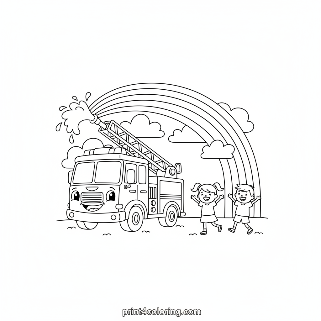 Smiling Fire Truck's Rainbow Day
