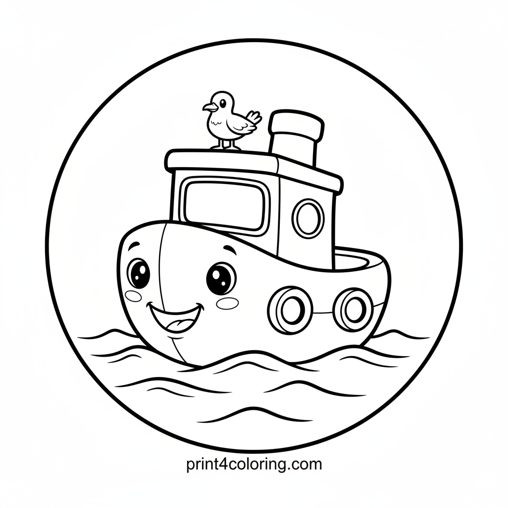 Smiling Tugboat's Gentle Journey