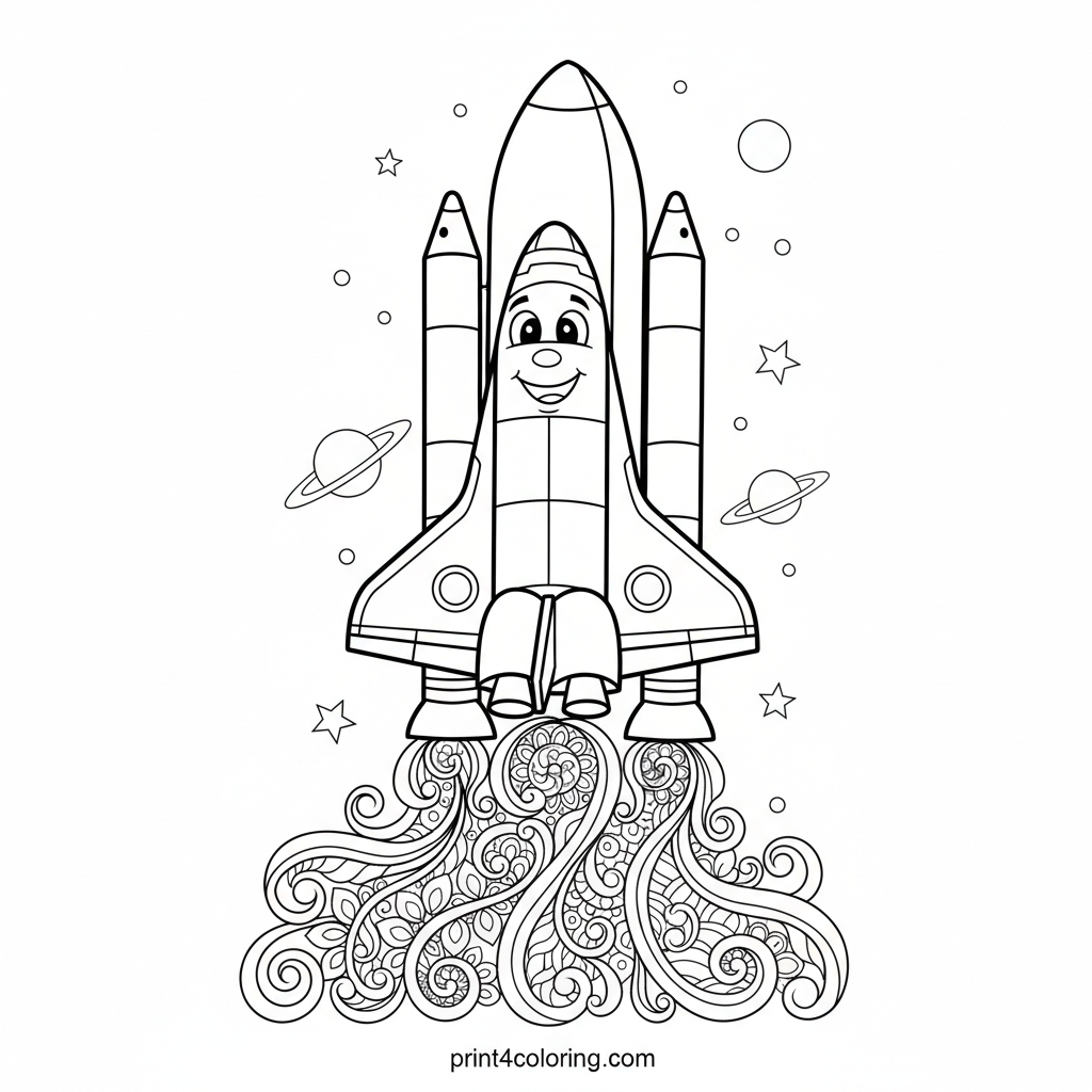 Whimsical Wanderer: Space Shuttle's Starlit Ascent