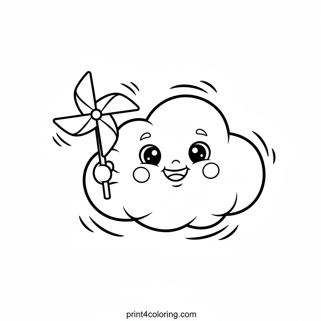 Whimsical Swirl Cloud and Pinwheel