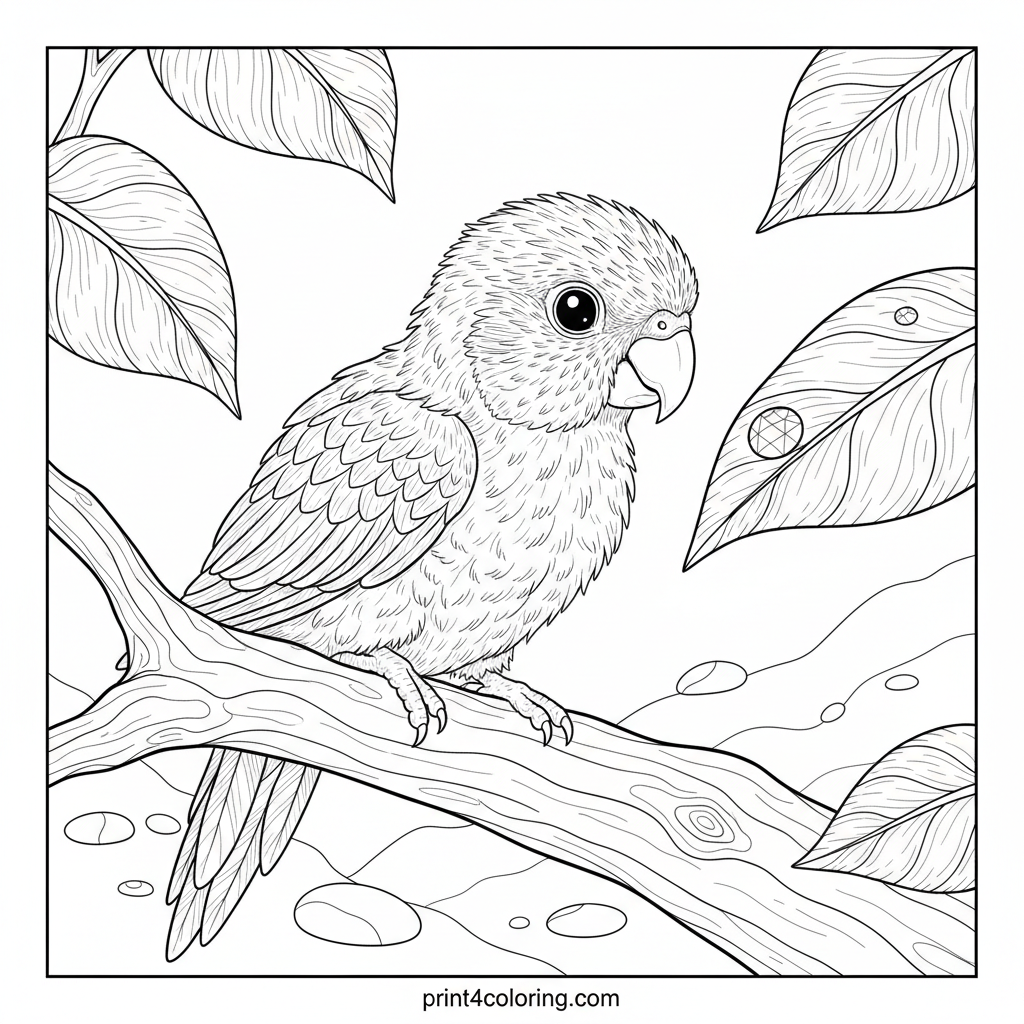 Curious Baby Lorikeet's Dewdrop Discovery