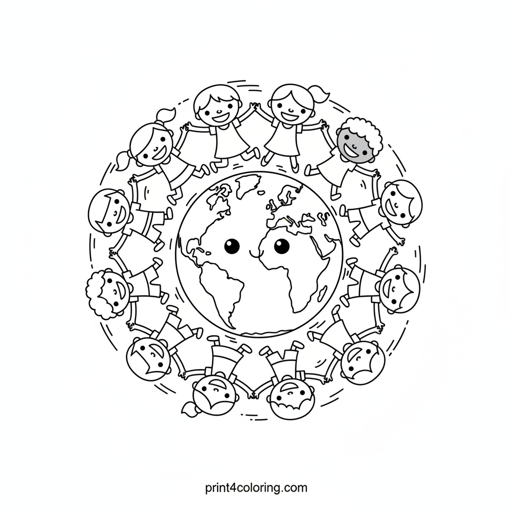 Friends Hugging Our Happy Earth