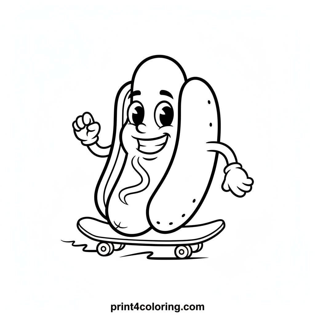 Hotdog on a Roll: Skateboard Adventure!