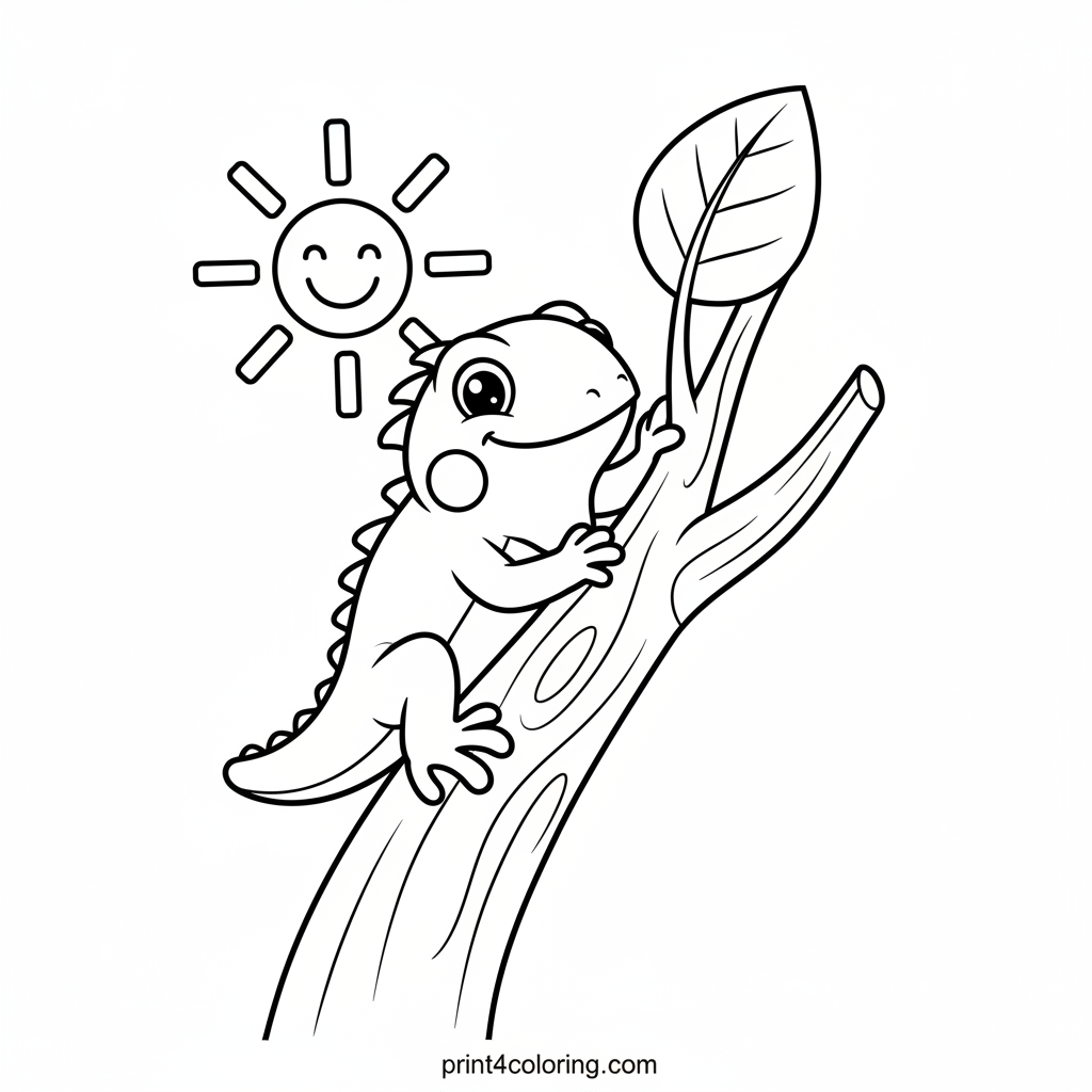 Happy Iguana's Sunny Tree Climb