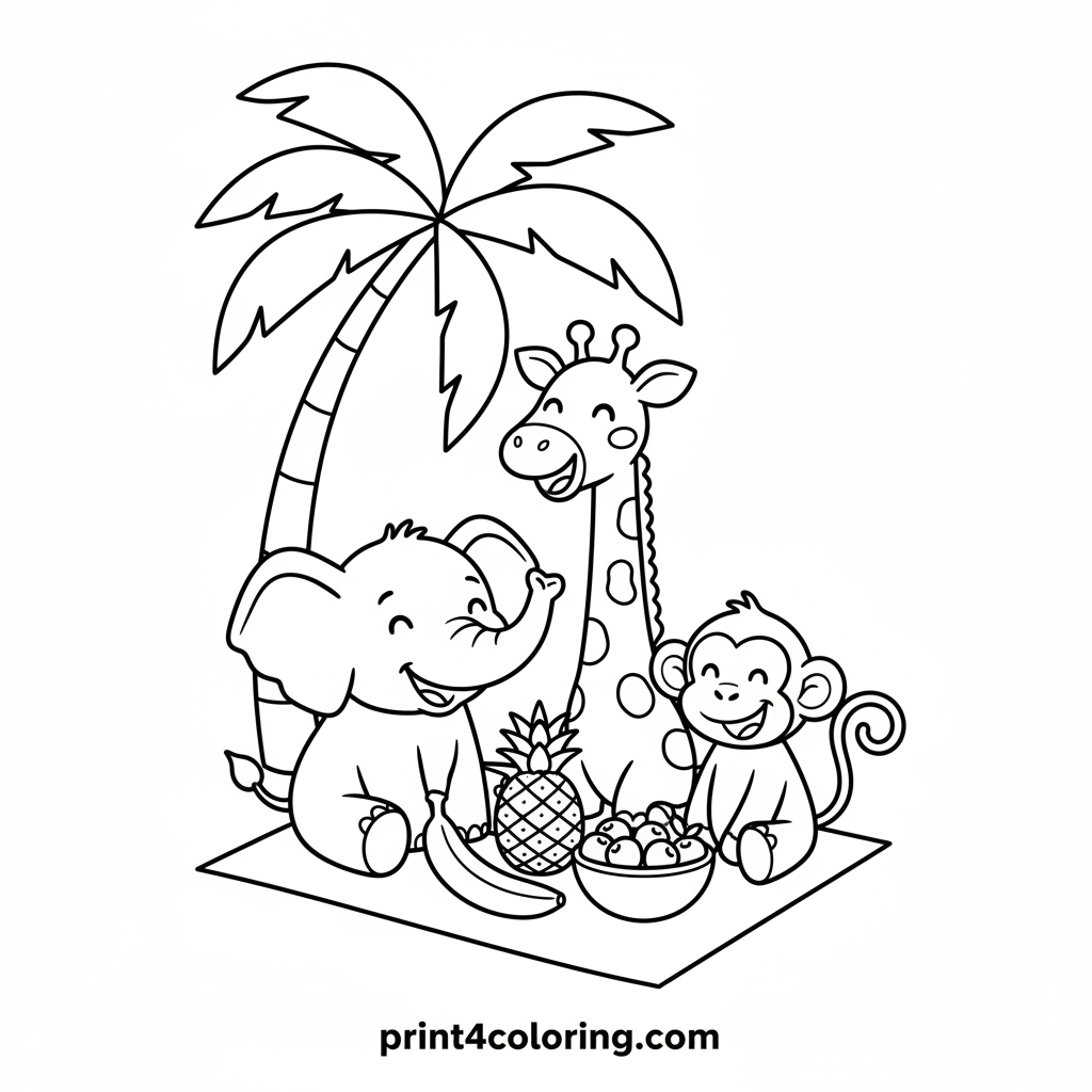 Jungle Friends' Fruity Feast