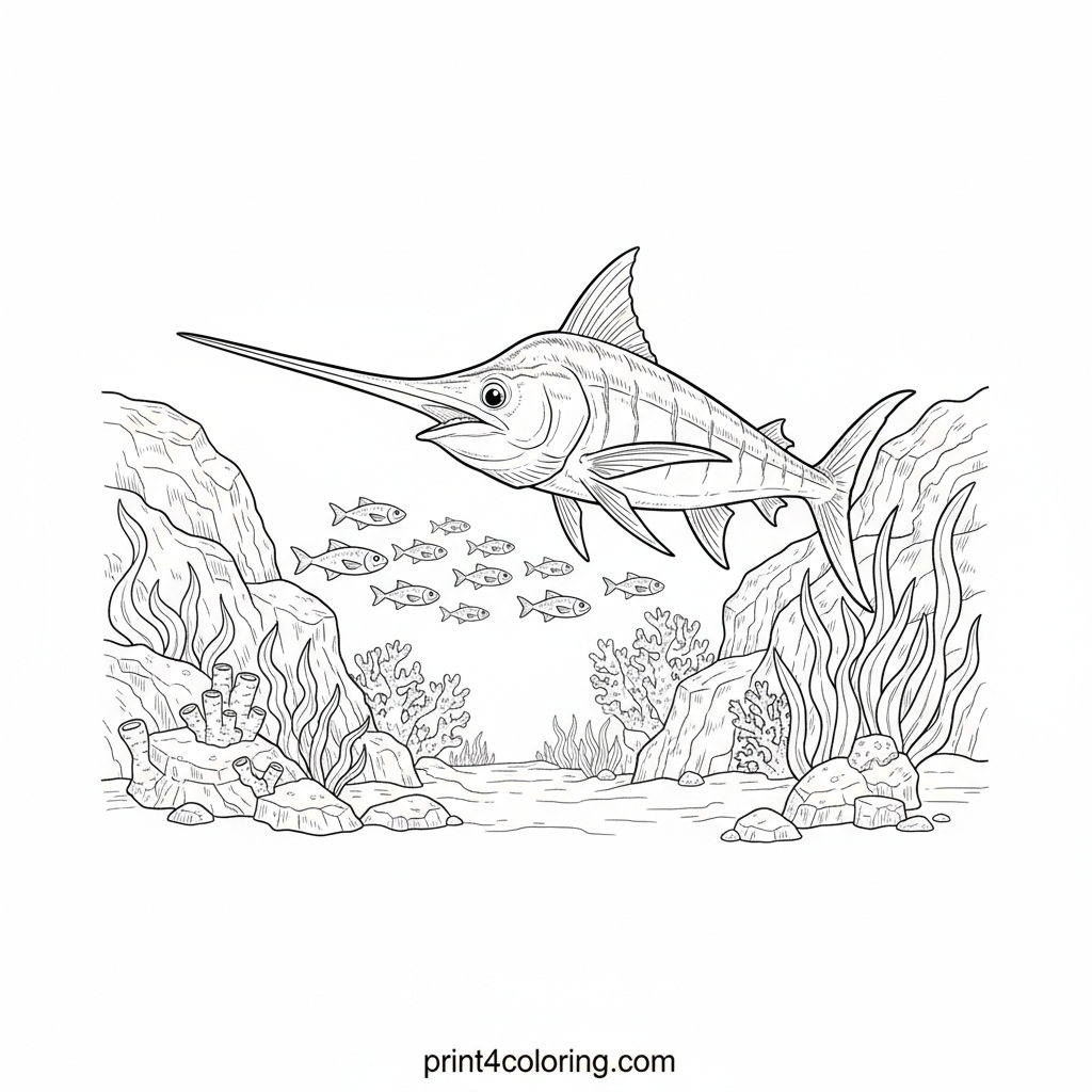 Young Swordfish's Ocean Hunt