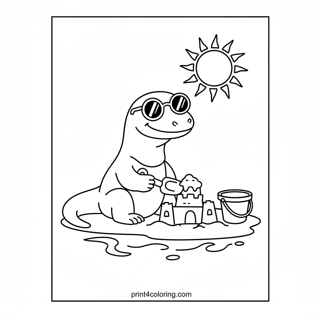 Komodo Dragon's Sunny Sandcastle Fun