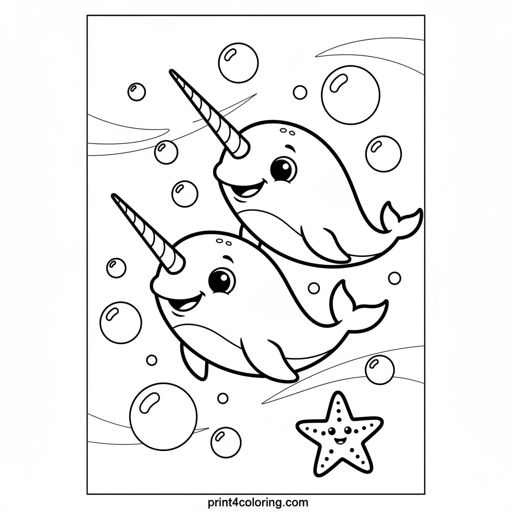 Baby Narwhal's First Swim Adventure