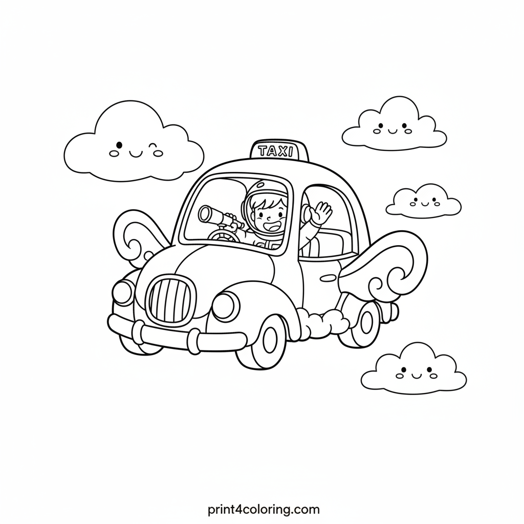 Whimsical Cloud Taxi Adventure