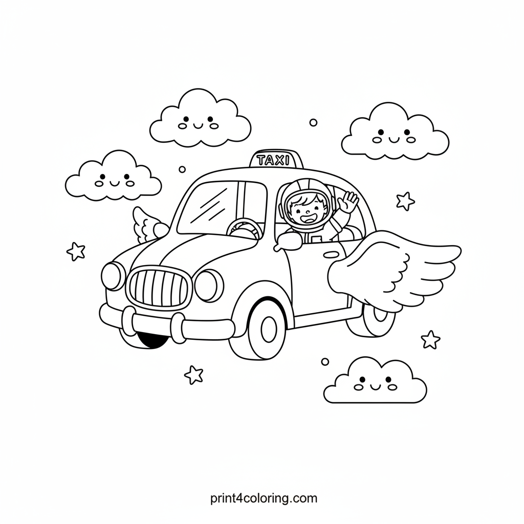 Whimsical Cloud Taxi Adventure