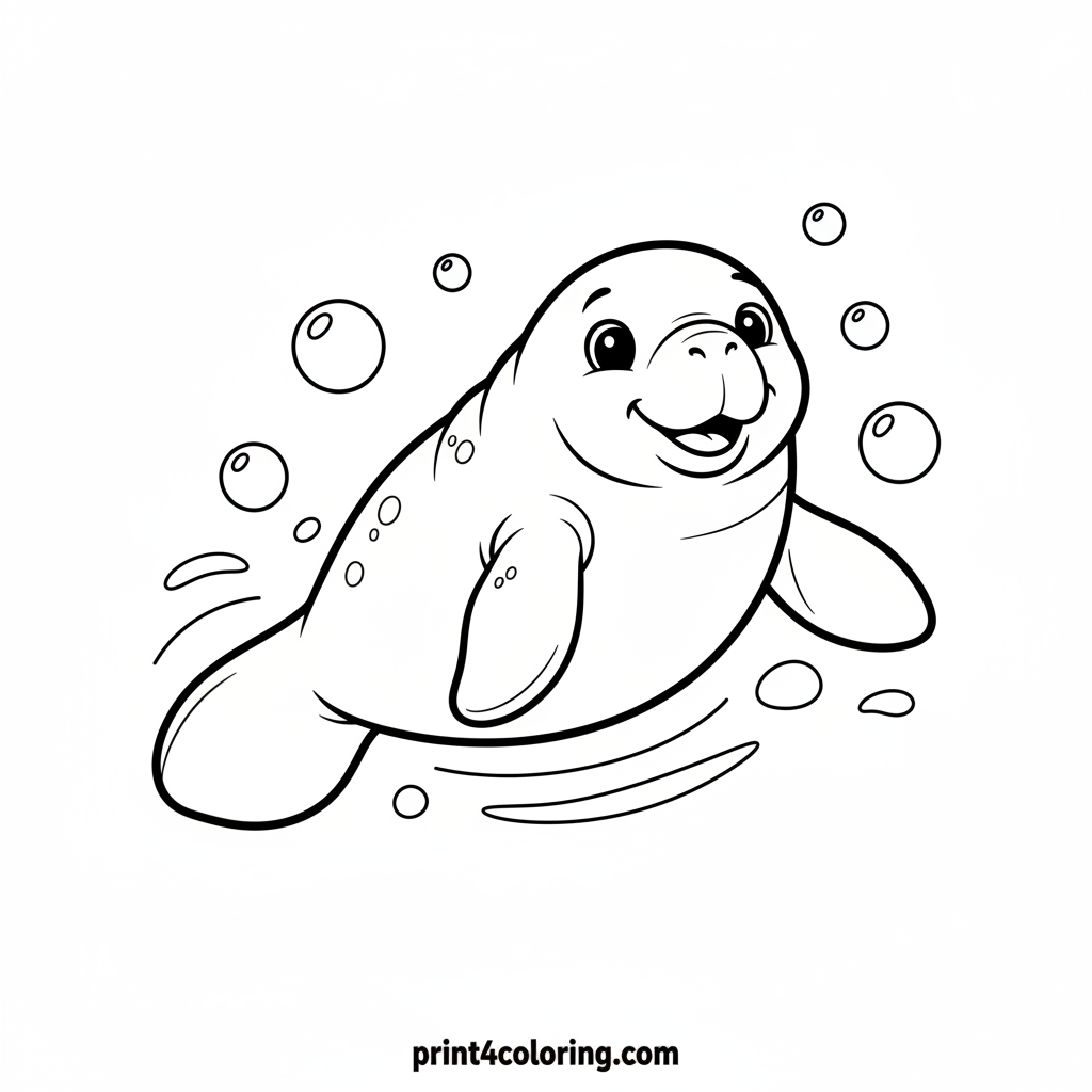 Happy Manatee's Gentle Swim