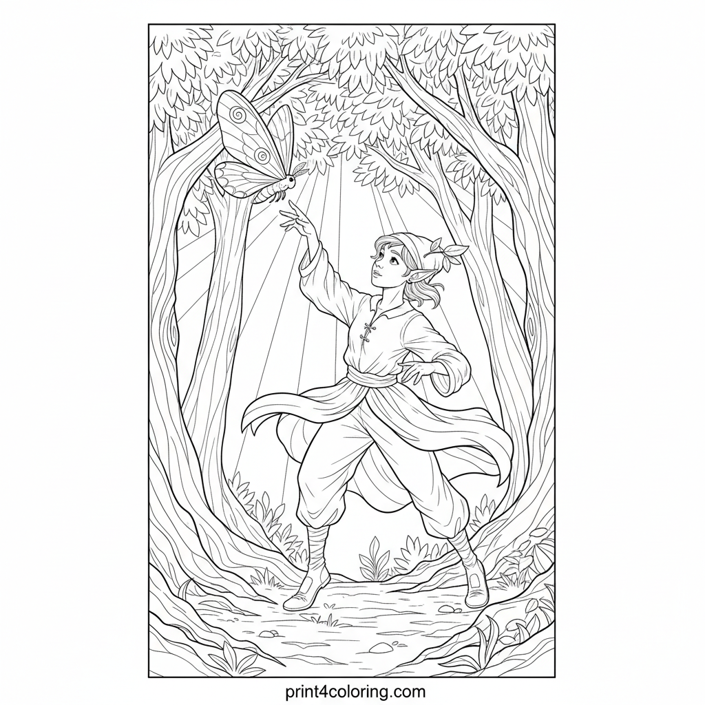 Moonlit Whispers: Elf and the Luminous Moth