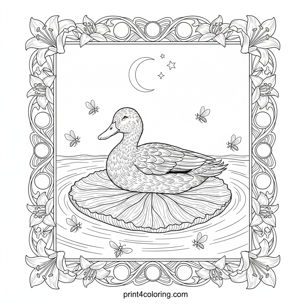 Moonlit Lily Pad Dream Duck