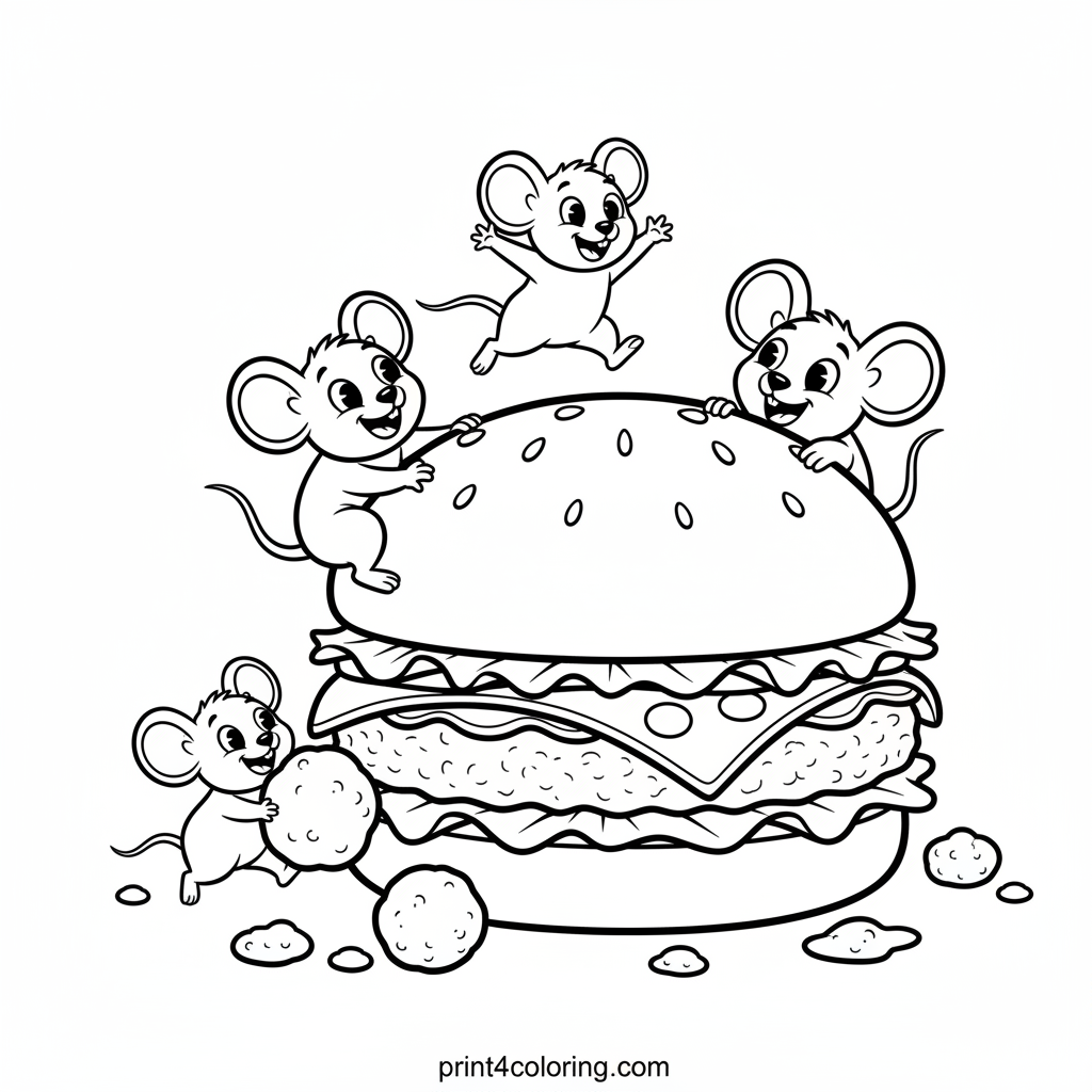 Mouse Family's Gigantic Burger Bash