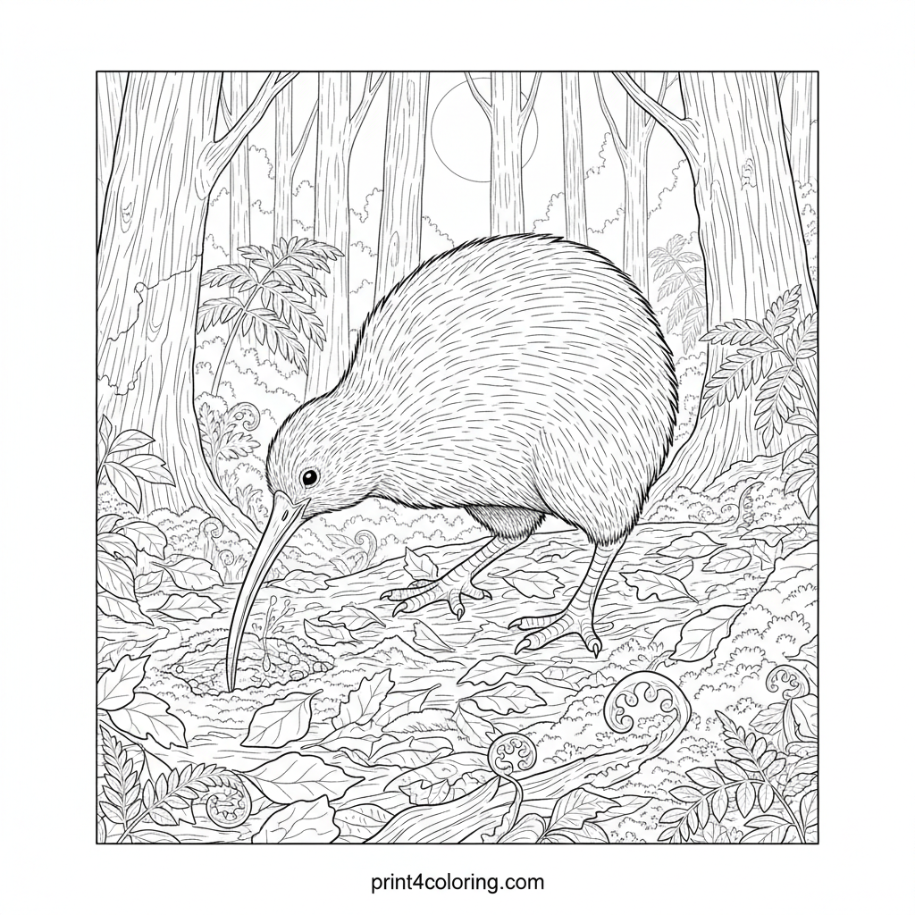 Mysterious Moonlight Kiwi Forager