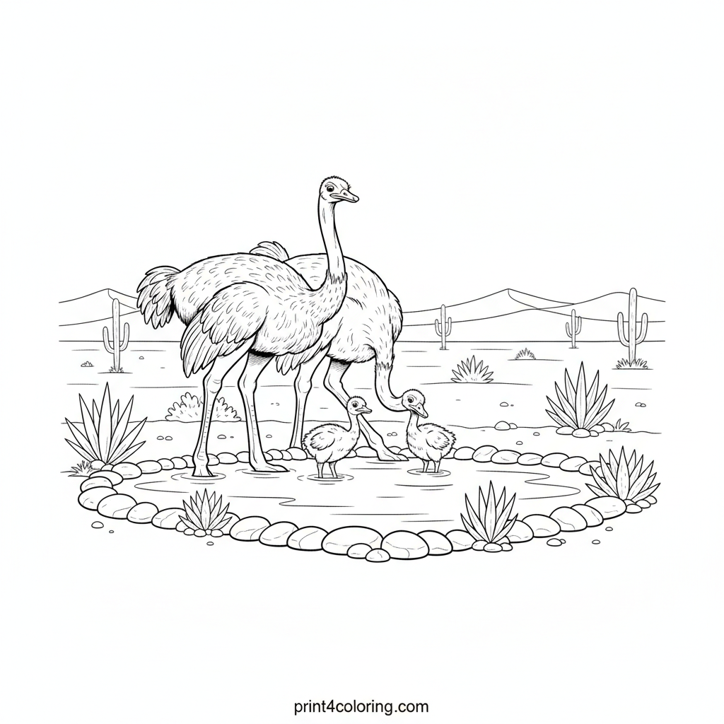Ostrich Oasis: Family Waterhole Adventure