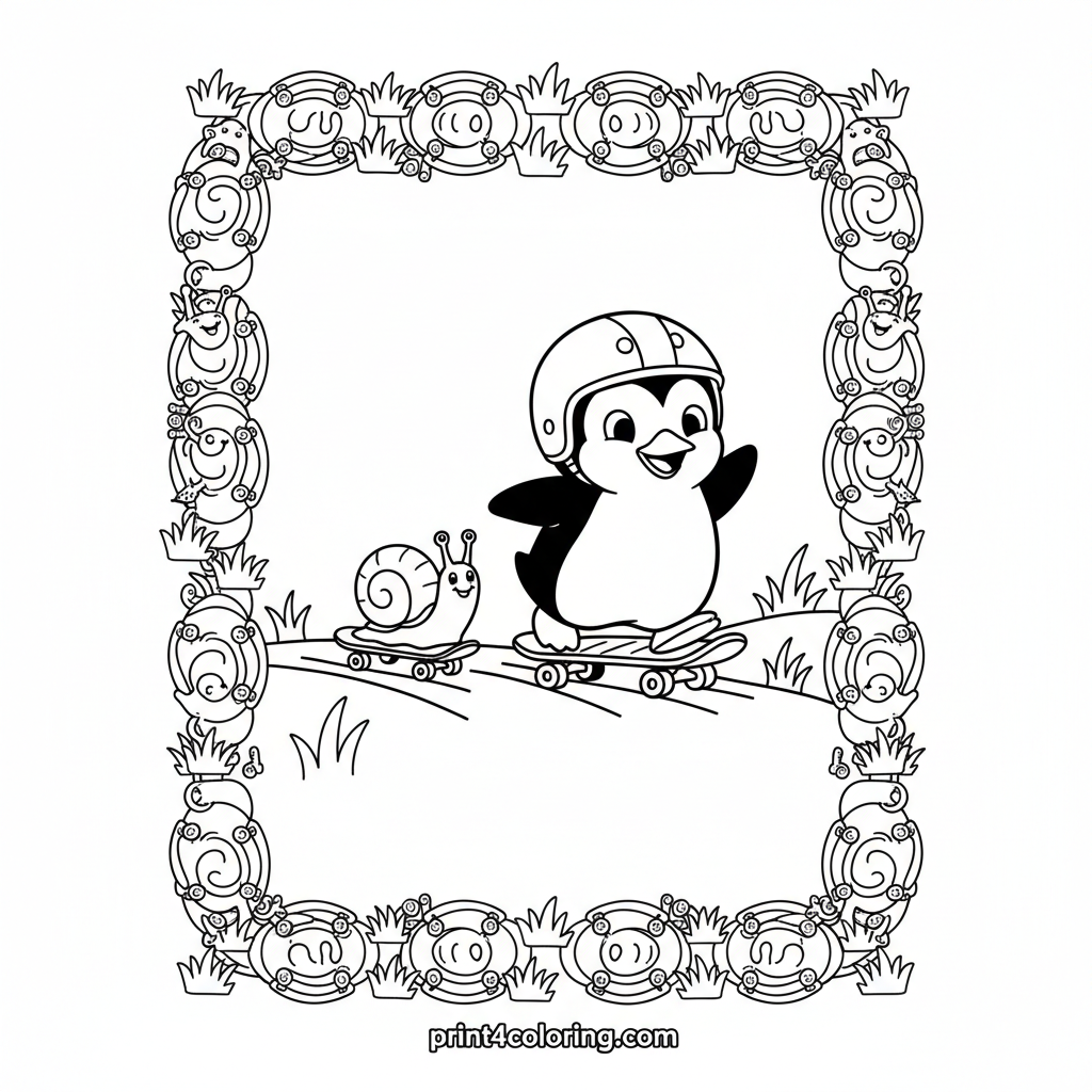 Wobbly Penguin Skateboard Race