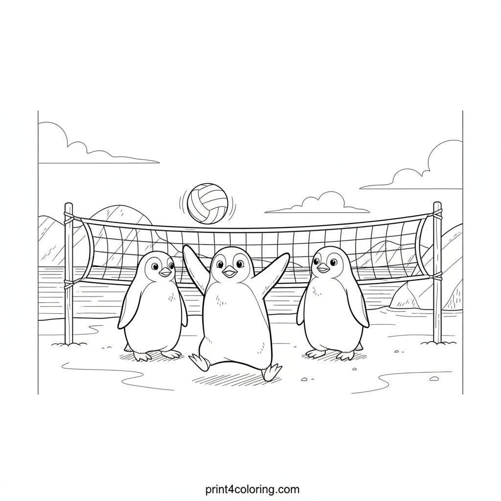 Wobbly Wonders: Penguin Volleyball Fun