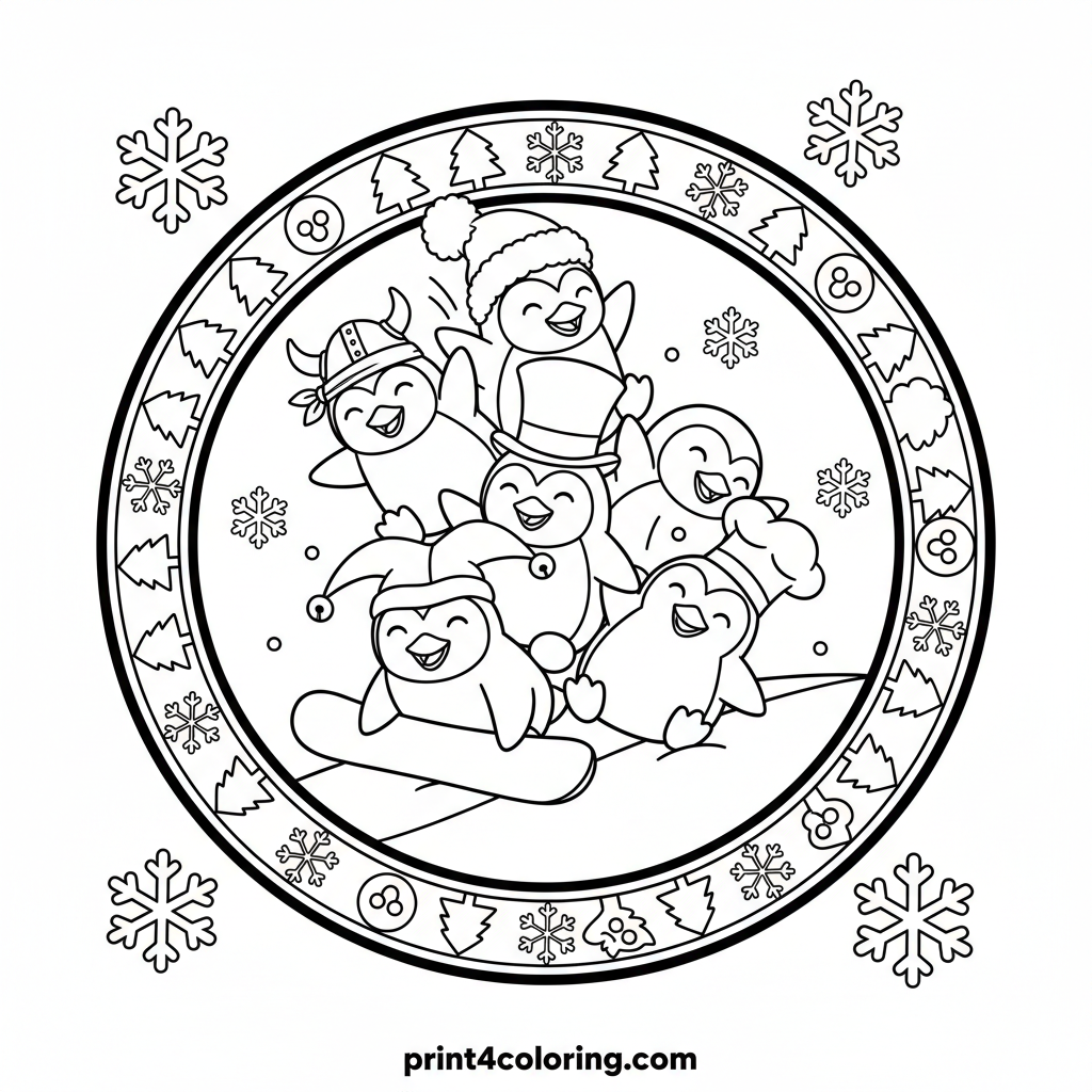 Zentangle Penguin Slope Shenanigans