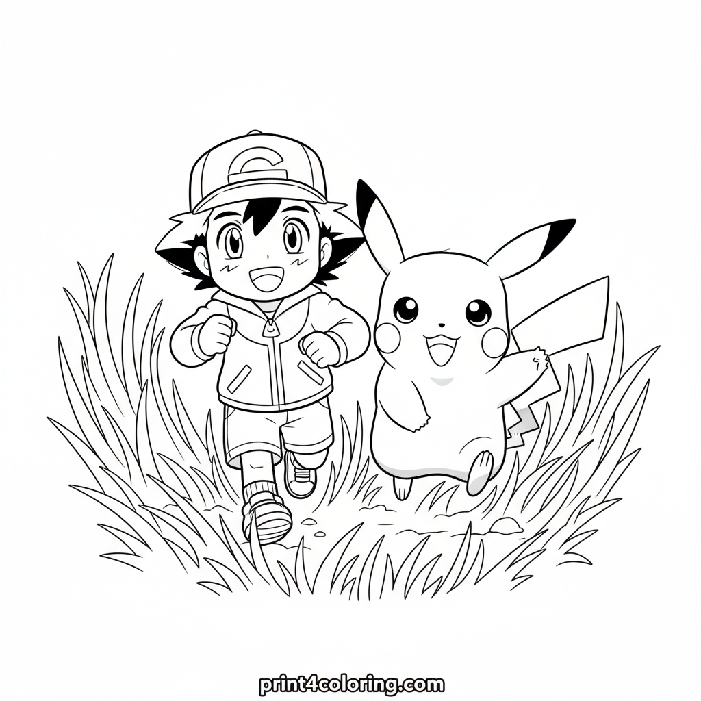 Ash and Pikachu's Sunny Field Race