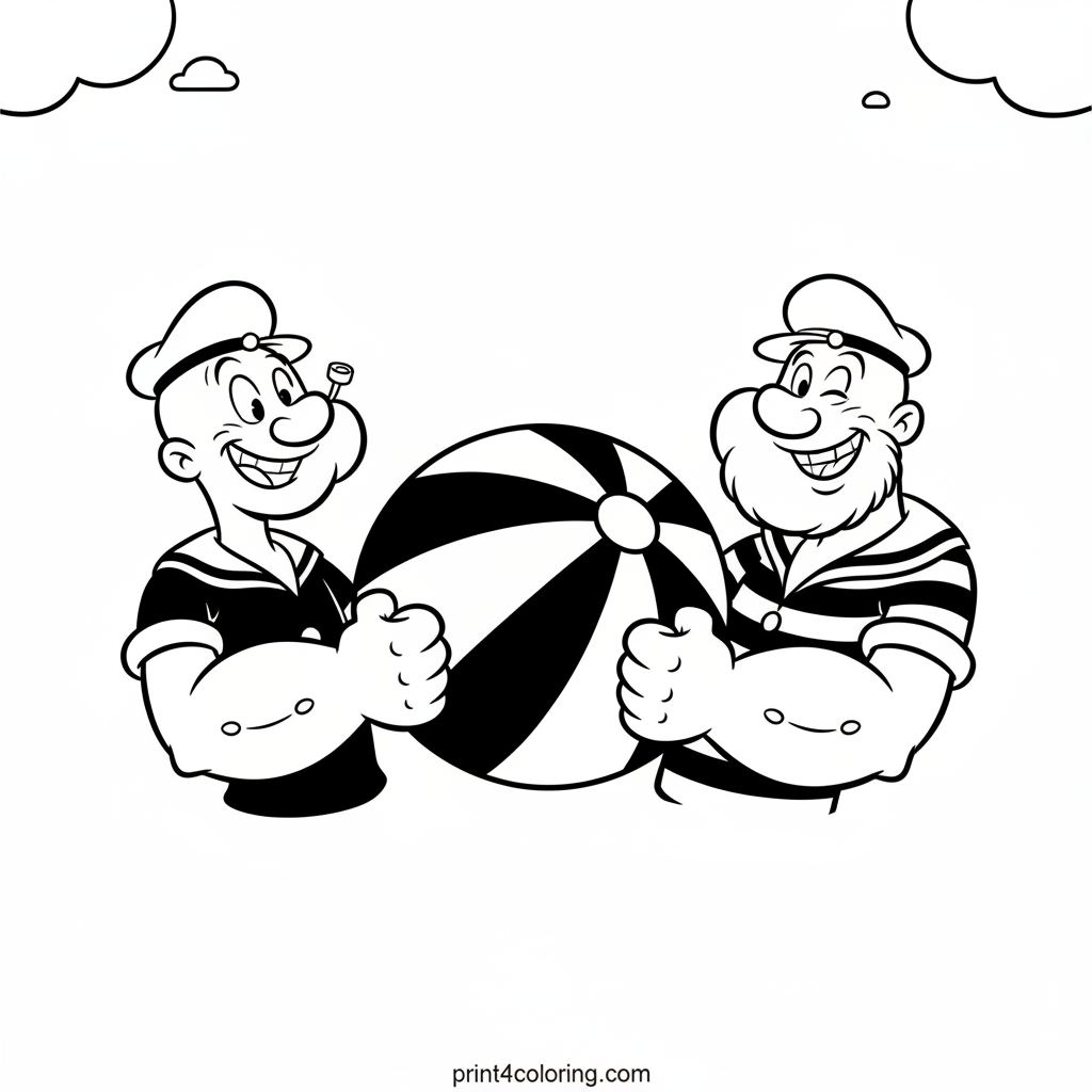 Popeye and Bluto's Beach Ball Tug-of-War!