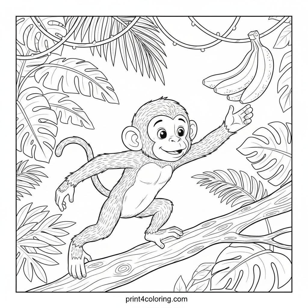 Jungle Fun: Playful Monkey's Banana Snack