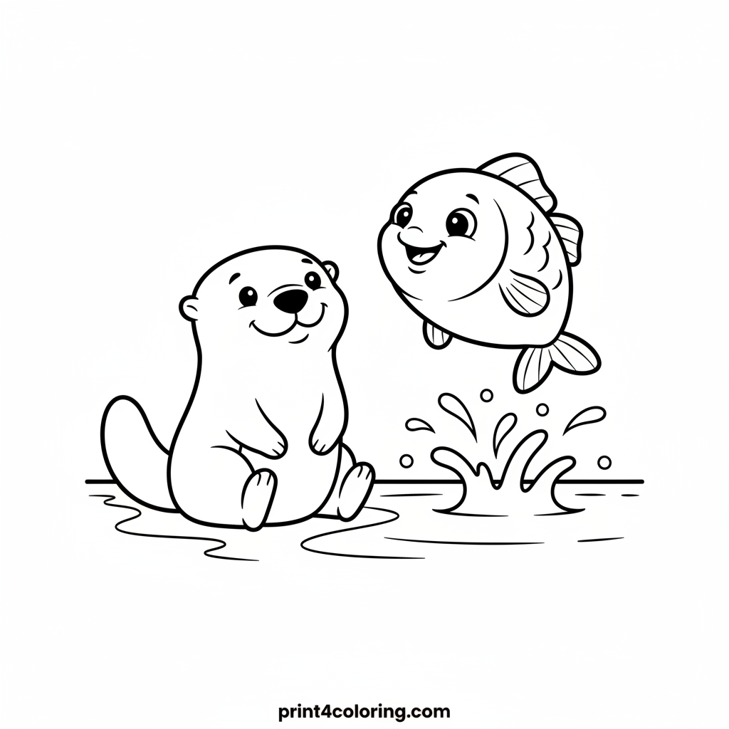 Happy Otter's Splashy Friend