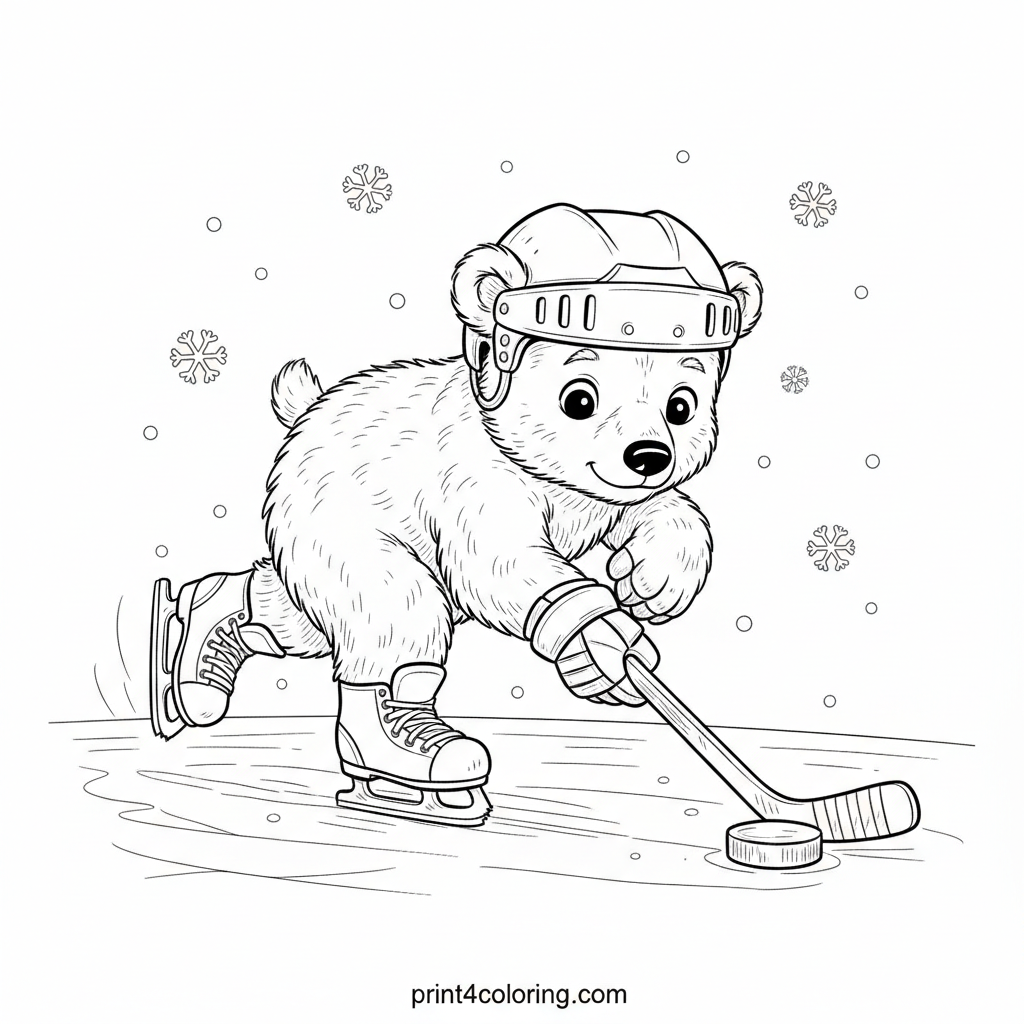 Polar Bear Cub's Icy Hockey Debut