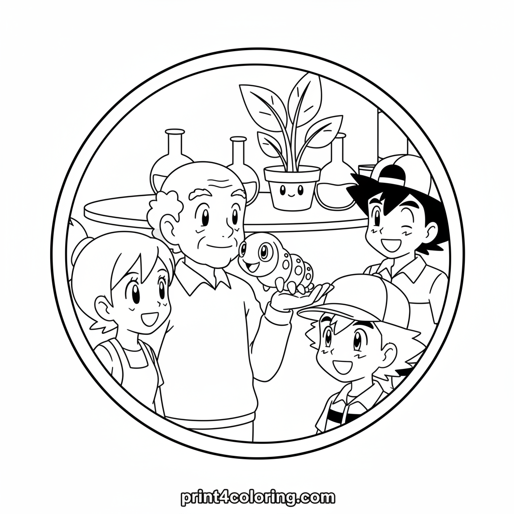 Professor Oak Introduces Friendly Caterpie