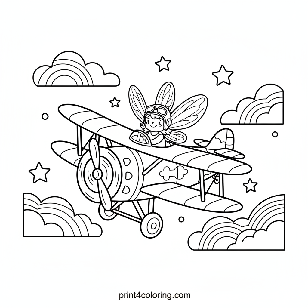 Fairy's Rainbow Cloud Biplane Adventure